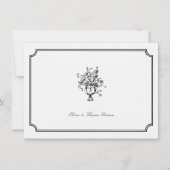 Vintage Bouquet Art Sketch Rahmen Hochzeitscouch Mitteilungskarte (Vorderseite)