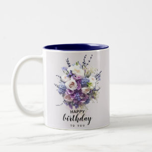 Vintage Bouquet Individuelle Geburtstags-Kalligr Zweifarbige Tasse