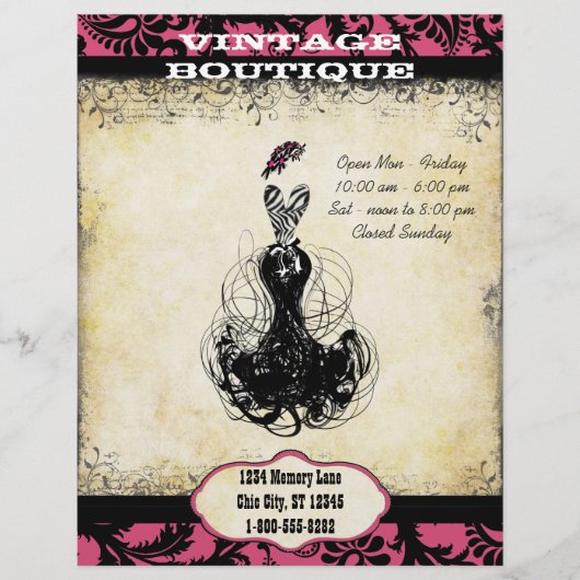 Vintage Boutique für Schwarz und Rosa Flyer (Vorne)