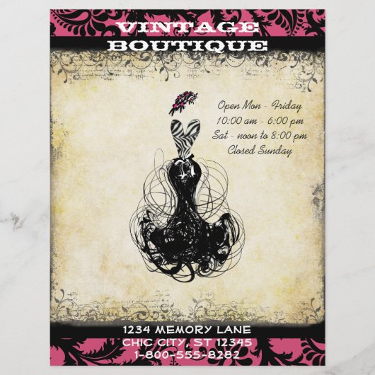Vintage Boutique für Schwarz und Rosa Flyer (Vorne)