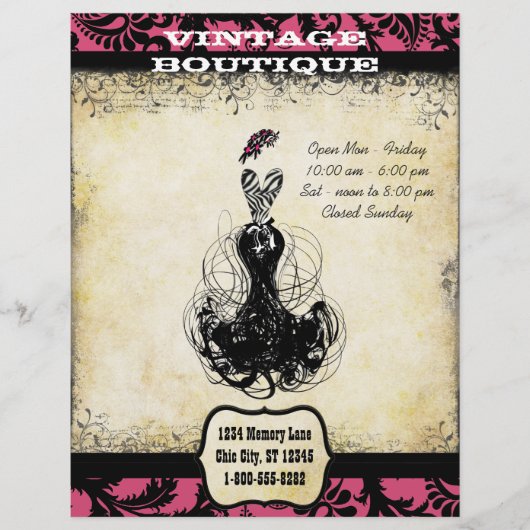 Vintage Boutique für Schwarz und Rosa Flyer (Vorne)