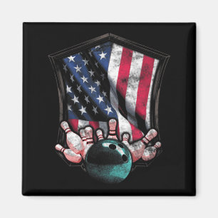 Vintage Bowling Amerikanische USA-Flagge Bowling Magnet