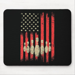 Vintage Bowling Amerikanische USA-Flagge Bowling Mousepad