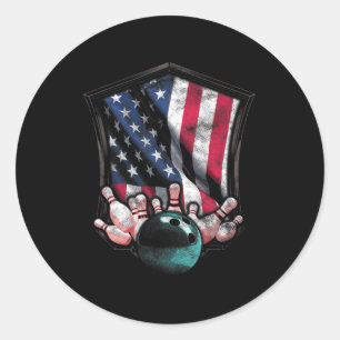Vintage Bowling Amerikanische USA-Flagge Bowling Runder Aufkleber