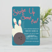 Vintage Bowling Party Geburtstagspartei Einladung (Stehend Vorderseite)