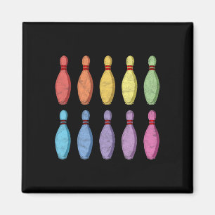 Vintage Bowling Pin Rainbow Pop Art 80’s Retro Gra Magnet