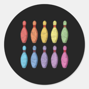 Vintage Bowling Pin Rainbow Pop Art 80’s Retro Gra Runder Aufkleber