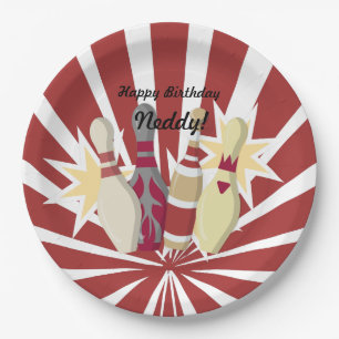 Vintage Bowling Thema Pappteller