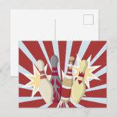 Vintage-Bowling-Thema Postkarte (Vorne/Hinten)