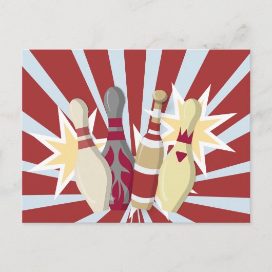 Vintage-Bowling-Thema Postkarte (Vorderseite)