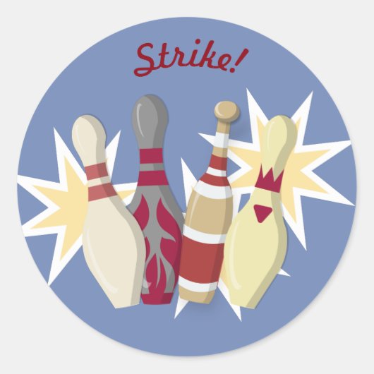 Vintage-Bowling-Thema Runder Aufkleber (Vorderseite)
