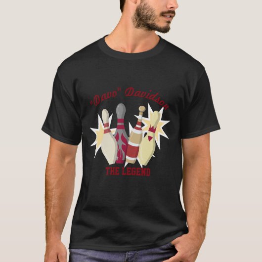 Vintage-Bowling-Thema T-Shirt (Vorderseite)