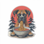 Vintage Boxer Dog Eating Ramen Japanese Sunset Ill Aufkleber (Vorderseite)