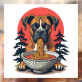 Vintage Boxer Dog Eating Ramen Japanese Sunset Ill Fensteraufkleber (Blatt 2)