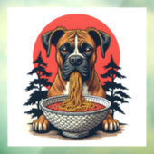 Vintage Boxer Dog Eating Ramen Japanese Sunset Ill Fensteraufkleber (Blatt 3)