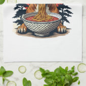 Vintage Boxer Dog Eating Ramen Japanese Sunset Ill Geschirrtuch (Gefaltet)