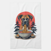 Vintage Boxer Dog Eating Ramen Japanese Sunset Ill Geschirrtuch (Vertikal)