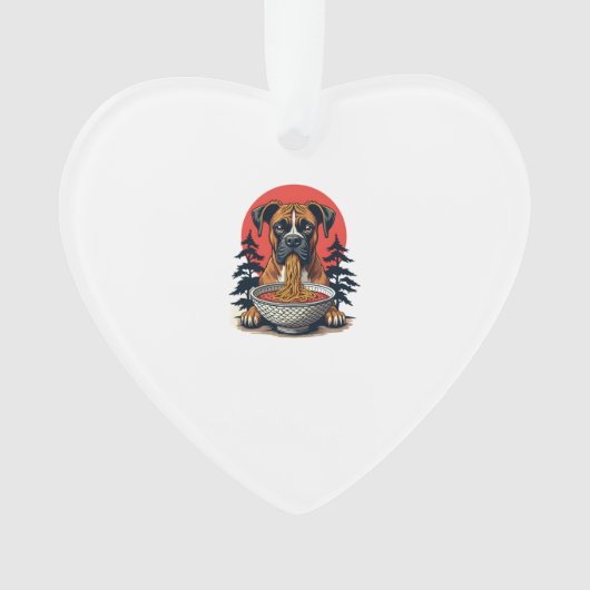 Vintage Boxer Dog Eating Ramen Japanese Sunset Ill Ornament (Vorderseite)