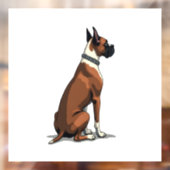 Vintage Boxer Dog From Behind Illustration Brown W Fensteraufkleber (Blatt 2)