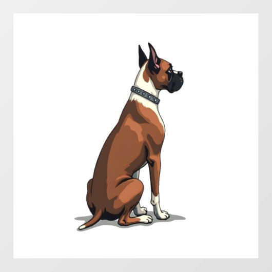 Vintage Boxer Dog From Behind Illustration Brown W Fensteraufkleber (Blatt)