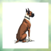 Vintage Boxer Dog From Behind Illustration Brown W Fensteraufkleber (Blatt 3)