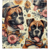 Vintage Boxer-Dog-Illustration Duschvorhang (Vorderseite)