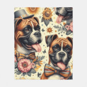 Vintage Boxer-Dog-Illustration Fleecedecke (Vorderseite)