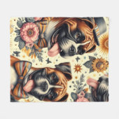 Vintage Boxer-Dog-Illustration Fleecedecke (Vorderseite (Horizontal))