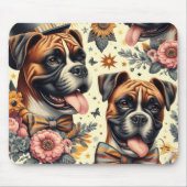 Vintage Boxer-Dog-Illustration Mousepad (Vorne)