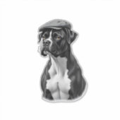 Vintage Boxer Dog in Cap Monochrome Graphic Illust Aufkleber (Vorderseite)