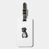 Vintage Boxer Dog in Cap Monochrome Graphic Illust Gepäckanhänger (Vorderseite vertikal)