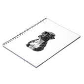 Vintage Boxer Dog in Cap Monochrome Graphic Illust Notizblock (Linke Seite)