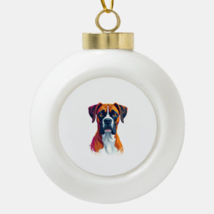 Vintage-Boxer-Hund-Porträt Farb-Splash-Pop-Art Il Keramik Kugel-Ornament