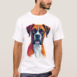 Vintage-Boxer-Hund-Porträt Farb-Splash-Pop-Art Il T-Shirt