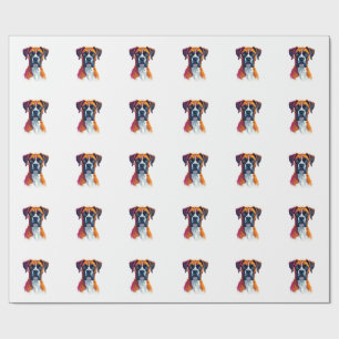 Vintage-Boxer-Hund-Porträt-Farbspritzer-Pop-Art-Il Geschenkpapier