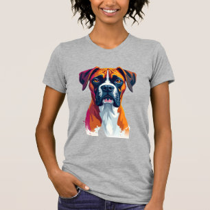 Vintage-Boxer-Hundeporträt Farb-Splash-Pop-Art Il T-Shirt