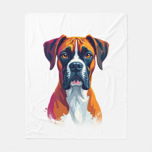 Vintage-Boxer-Hundeporträt-Farbsplash-Pop-Art-Il Fleecedecke