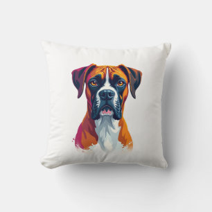 Vintage-Boxer-Hundeporträt-Farbsplash-Pop-Art-Il Kissen