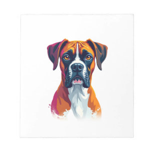 Vintage-Boxer-Hundeporträt-Farbsplash-Pop-Art-Il Notizblock