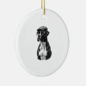 Vintage-Boxerhund in Kappe Monochrome Grafikillust Keramik Ornament (Rechts)