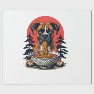 Vintage-Boxerhund isst Ramen japanische Sonnenunte Geschenkpapier