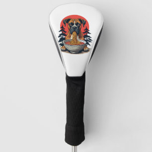 Vintage-Boxerhund isst Ramen japanischer Sonnenunt Golf Headcover