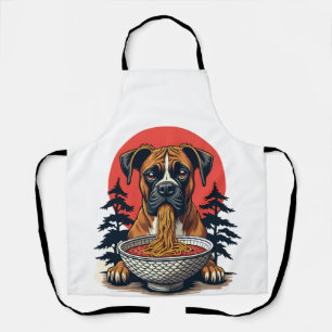 Vintage-Boxerhund isst Ramen japanischer Sonnenunt Schürze
