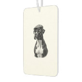 Vintage-Boxerhund mit Kappe Monochrome Grafikillus Autolufterfrischer (Links)