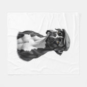 Vintage-Boxerhund mit Kappe Monochrome Grafikillus Fleecedecke (Vorderseite (Horizontal))