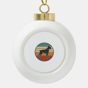 Vintage-Boxerhund-Sonnenuntergangs-Gravur-Vektorde Keramik Kugel-Ornament
