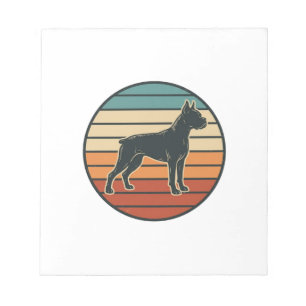Vintage-Boxerhund-Sonnenuntergangs-Gravur-Vektorde Notizblock