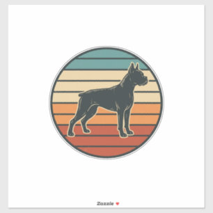 Vintage-Boxerhund-Sonnenuntergangs-Stichvektor-Des Aufkleber