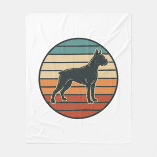 Vintage-Boxerhund-Sonnenuntergangs-Stichvektor-Des Fleecedecke