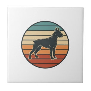 Vintage-Boxerhund-Sonnenuntergangs-Stichvektor-Des Fliese